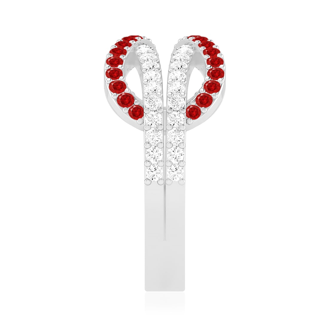Natural Ruby Gemstone & Lab Grown Diamonds Silver Ring - 5