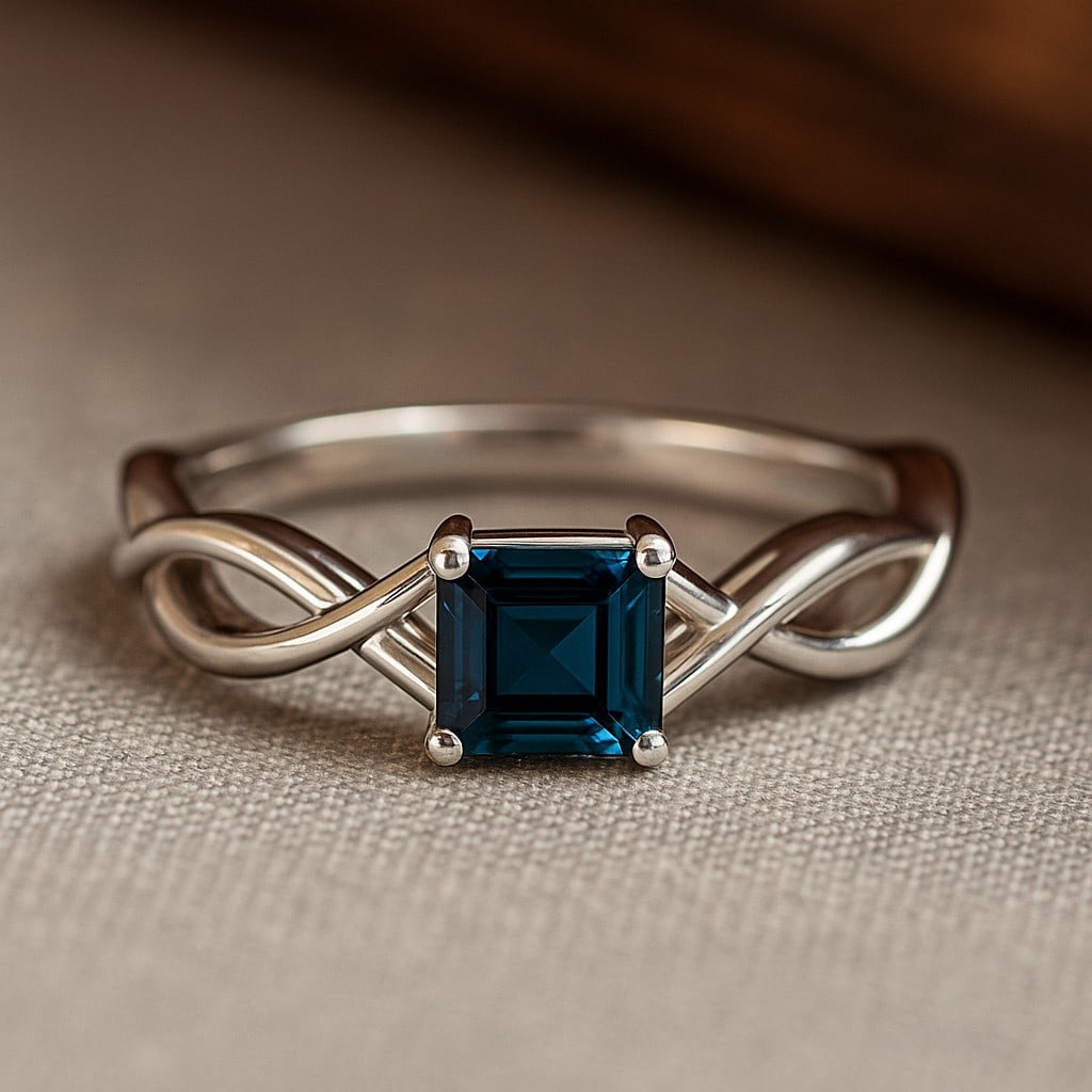 Natural London Blue Topaz Gemstone 92.5 Sterling Silver Ring: Natural London Blue Topaz Gemstone 92.5 Sterling Silver Ring Jewelry Type : Ring Gemstone : Natural London Blue Topaz Gemstone Shape : Emerald Square Gemstone Size : 5 MM Gemstone Quantity : 1 Piec