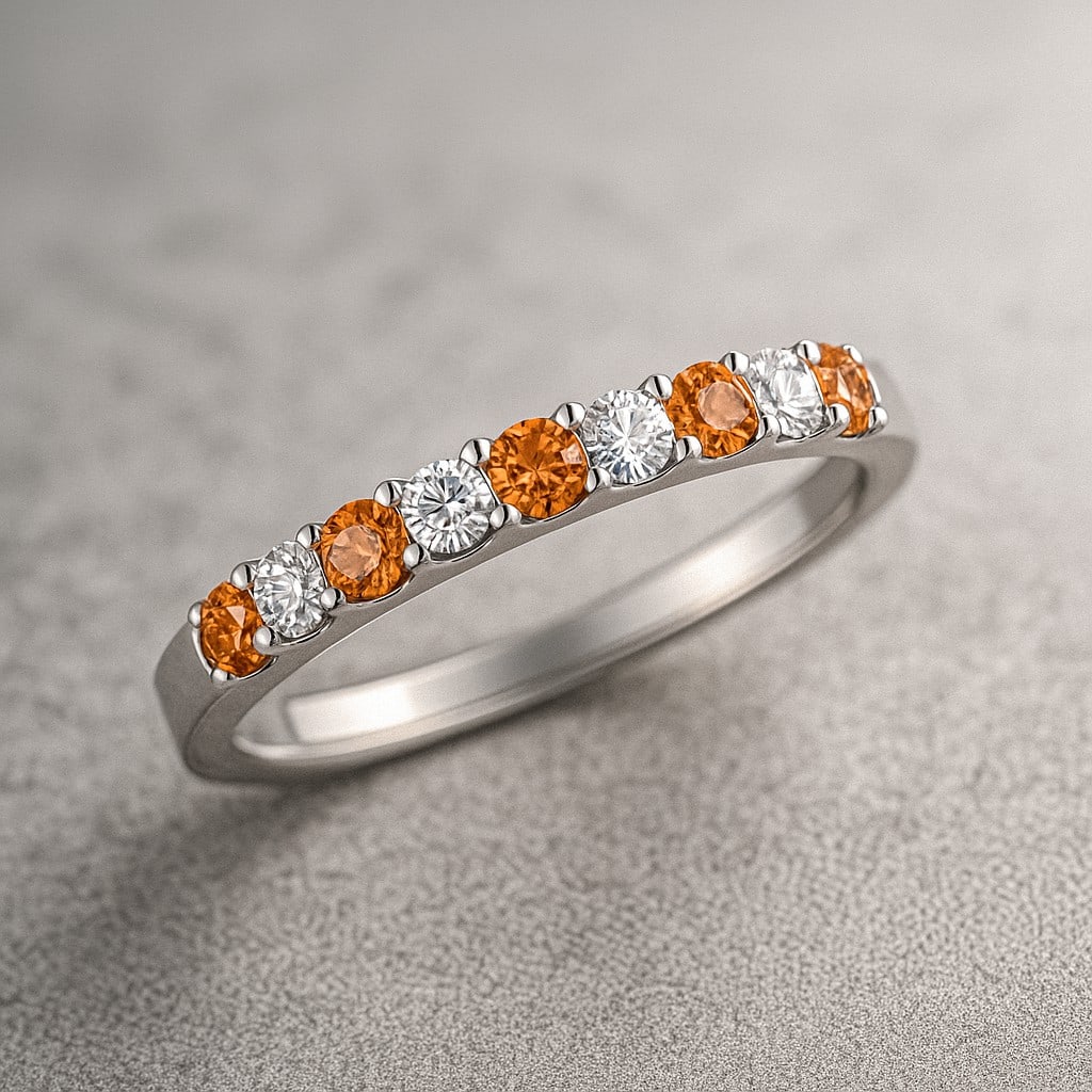 Natural Citrine Gemstone & Lab Grown Diamonds Silver Ring (1 of 7)