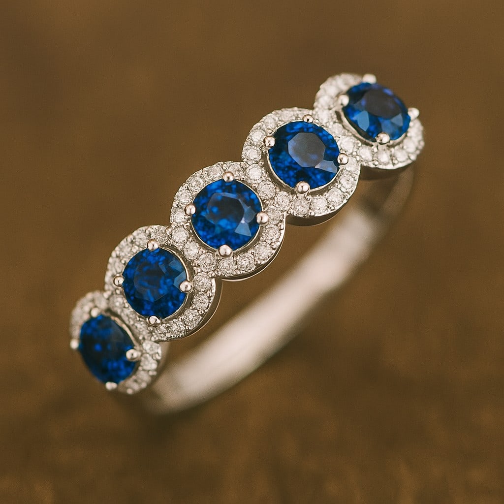 Natural Tanzanite Gemstone & Lab Grown Diamonds Silver Ring: Natural Tanzanite Gemstone & Lab Grown Diamonds Silver Ring Jewelry Type : Ring Gemstone : Natural Tanzanite Gemstone Shape : Round Gemstone Size : 4 MM Gemstone Quantity : 5 Pieces Diamond