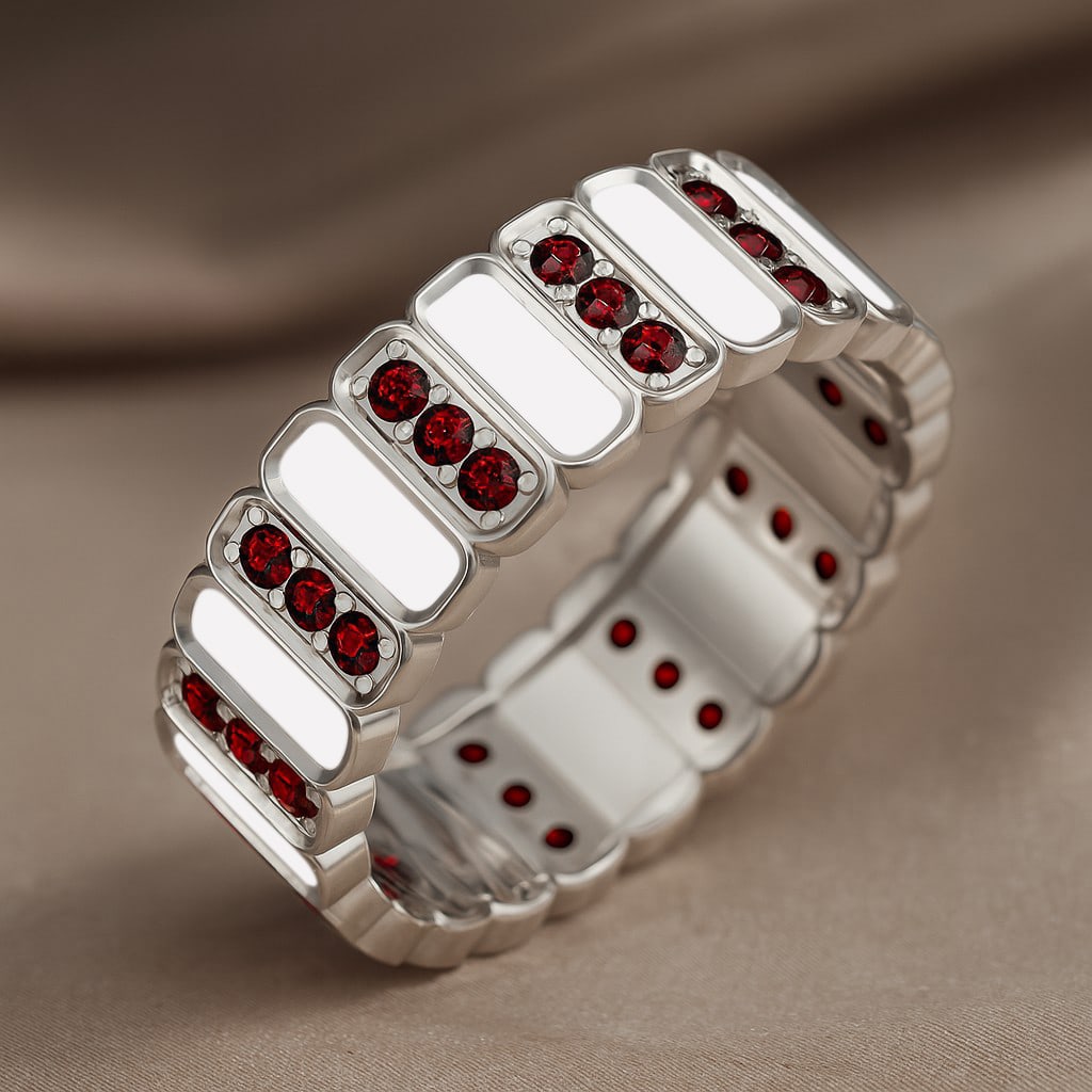 Natural Garnet Gemstone 92.5 Sterling Silver Ring (1 of 7)