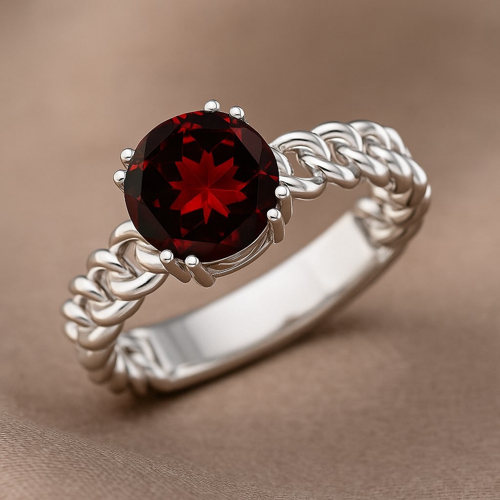 Natural Ruby Gemstone 92.5 Sterling Silver Ring: Natural Ruby Gemstone 92.5 Sterling Silver Ring Jewelry Type : Ring Gemstone : Natural Ruby Gemstone Shape : Round Gemstone Size : 8 MM Gemstone Quantity : 1 Piece Metal : Silver M