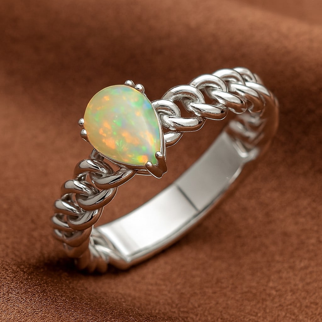 Natural Opal Gemstone 92.5 Sterling Silver Ring: Natural Opal Gemstone 92.5 Sterling Silver Ring Jewelry Type : Ring Gemstone : Natural Opal Gemstone Shape : Pear Gemstone Size : 8x6 MM Gemstone Quantity : 1 Piece Metal : Silver