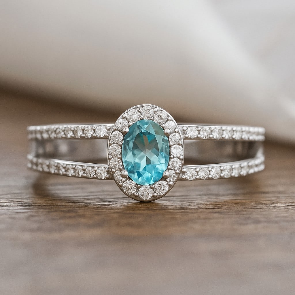 Natural Aquamarine Gemstone & Lab Grown Diamonds Silver Ring: Natural Aquamarine Gemstone & Lab Grown Diamonds Silver Ring Jewelry Type : Ring Gemstone : Natural Aquamarine Gemstone Shape : Oval Gemstone Size : 6x4 MM Gemstone Quantity : 1 Piece Diamon