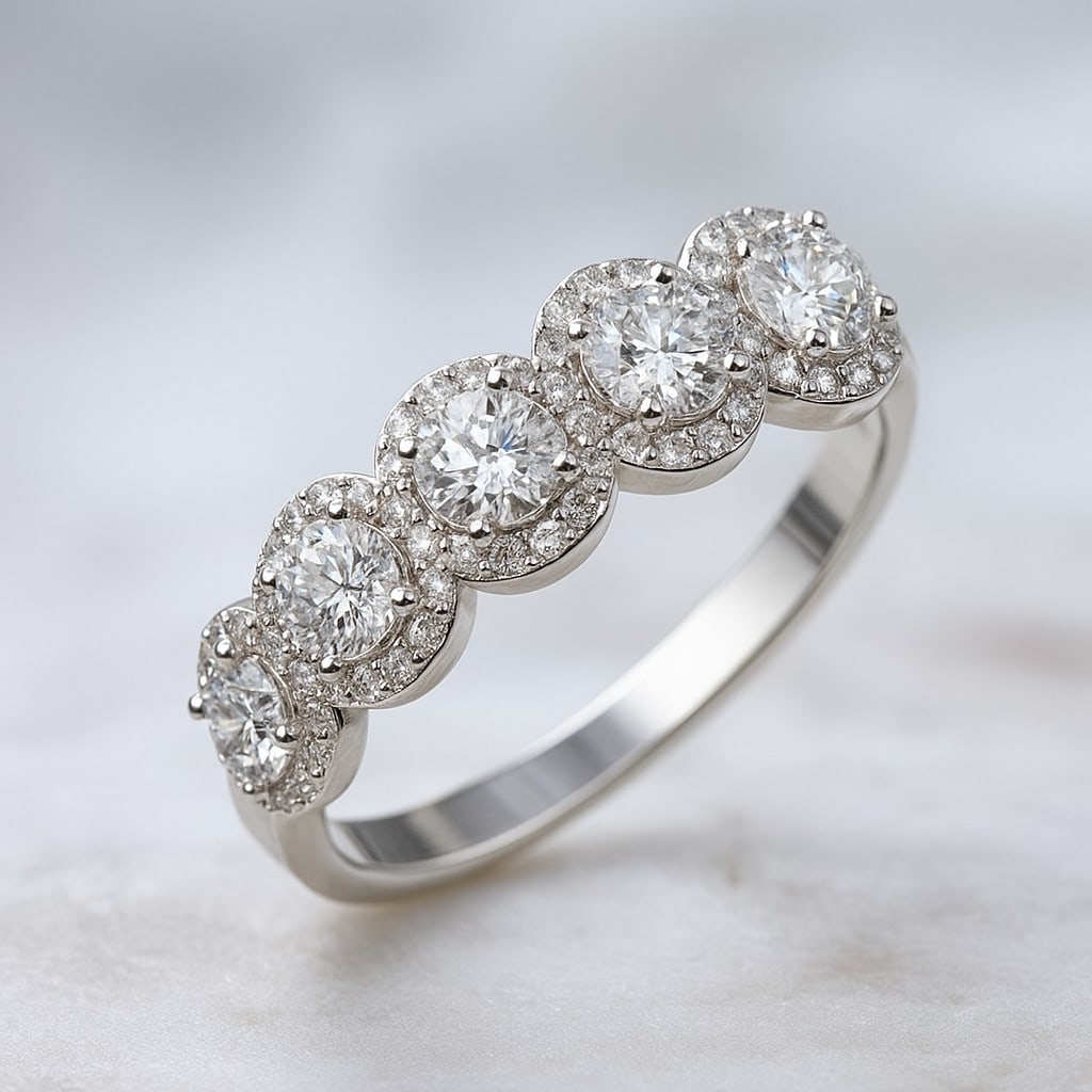 Lab Grown Diamond 92.5 Sterling Silver Ring: Lab Grown Diamond 92.5 Sterling Silver Ring Jewelry Type : Ring Gemstone : Lab Grown Diamond Gemstone Shape : Round Gemstone Size : 4 MM Gemstone Quantity : 5 Pieces Diamond Type : Lab Gr