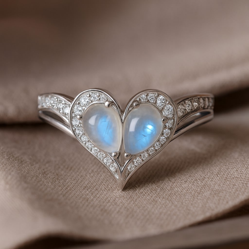 Natural Moonstone Gemstone 92.5 Sterling Silver Ring: Natural Moonstone Gemstone 92.5 Sterling Silver Ring Jewelry Type : Ring Gemstone : Natural Moonstone Gemstone Shape : Pear Gemstone Size : 6x4 MM Gemstone Quantity : 2 Pieces Diamond Type :