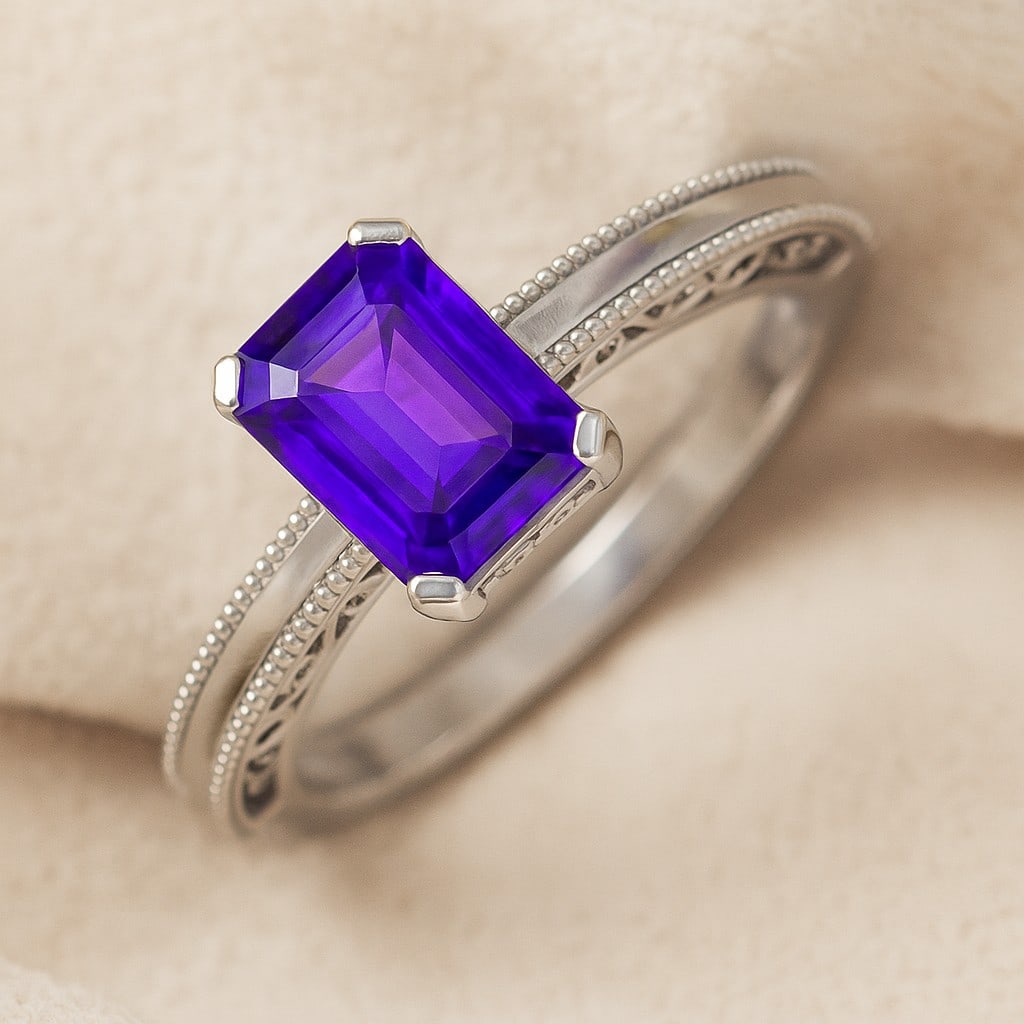 Natural Tanzanite Gemstone 92.5 Sterling Silver Ring: Natural Tanzanite Gemstone 92.5 Sterling Silver Ring Jewelry Type : Ring Gemstone : Natural Tanzanite Gemstone Shape : Emerald Gemstone Size : 8x6 MM Gemstone Quantity : 1 Piece Metal : S