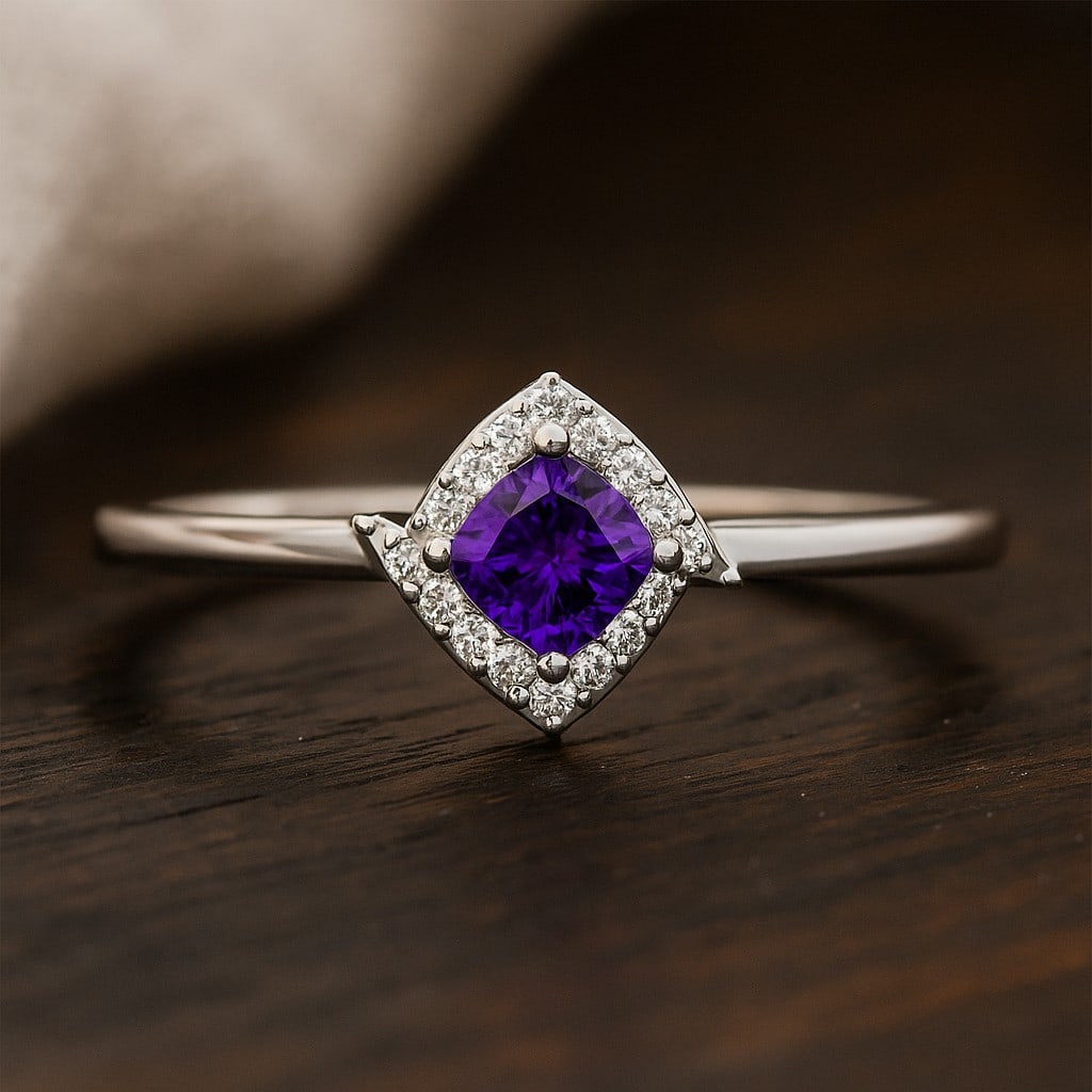 Natural Tanzanite Gemstone & Lab Grown Diamonds Silver Ring: Natural Tanzanite Gemstone & Lab Grown Diamonds Silver Ring Jewelry Type : Ring Gemstone : Natural Tanzanite Gemstone Shape : Cushion Square Gemstone Size : 4 MM Gemstone Quantity : 1 Piece