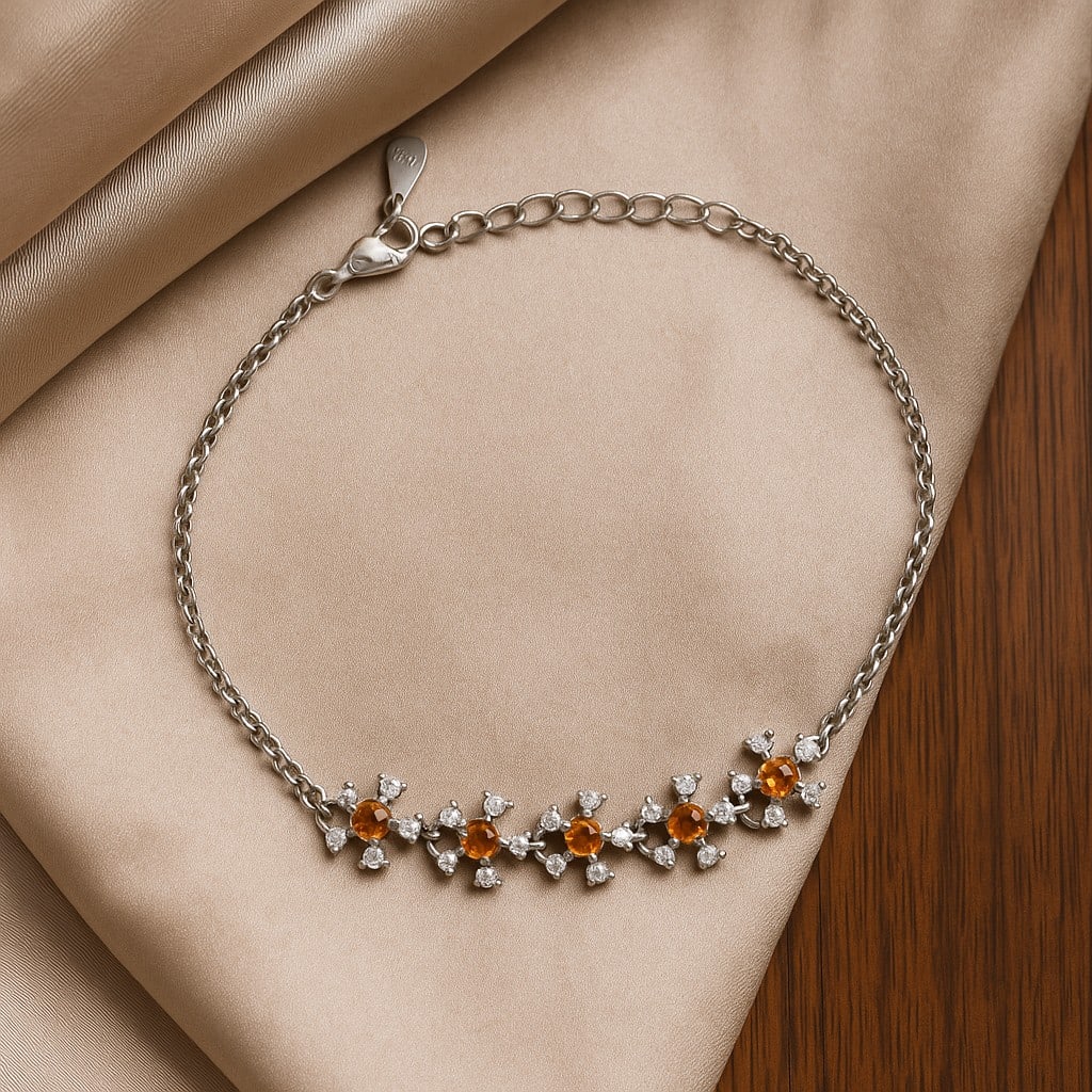 Natural Citrine Gemstone 92.5 Sterling Silver Adjustable Bracelet: Natural Citrine Gemstone 92.5 Sterling Silver Adjustable Bracelet Jewelry Type : Bracelet Gemstone : Citrine Gemstone Shape : Round Gemstone Size : 3 MM Metal : Sterling Silver Metal Purity
