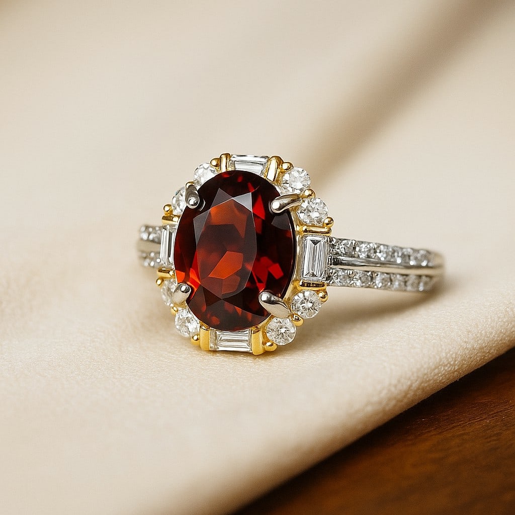 Natural Garnet Gemstone 92.5 Sterling Silver Adjustable Ring: Natural Garnet Gemstone 92.5 Sterling Silver Adjustable Ring Jewelry Type : Ring Gemstone : Garnet Gemstone Shape : Oval Gemstone Size : 10x8 MM Metal : Sterling Silver Metal Purity : 92