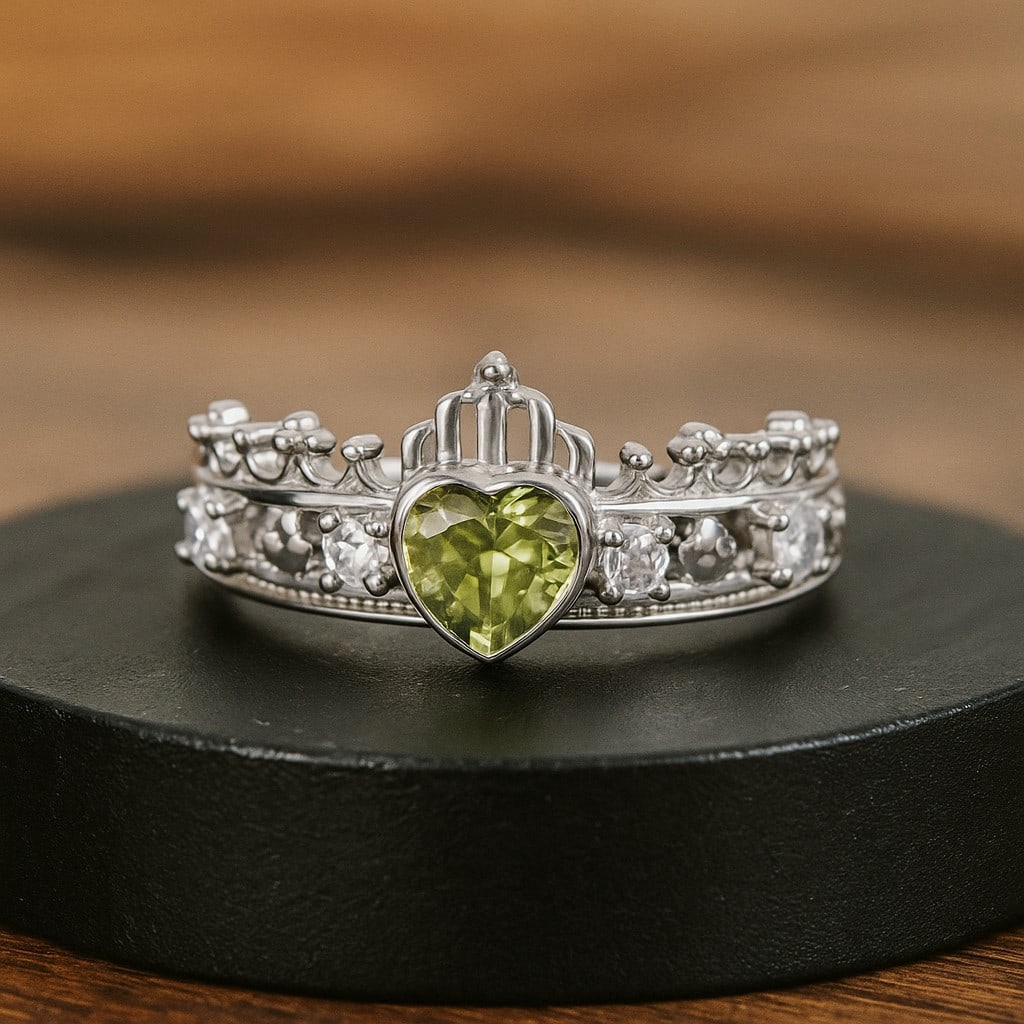 Natural Peridot Gemstone 92.5 Sterling Silver Adjustable Ring: Natural Peridot Gemstone 92.5 Sterling Silver Adjustable Ring Jewelry Type : Ring Gemstone : Peridot Gemstone Shape : Heart Gemstone Size : 5 MM Metal : Sterling Silver Metal Purity : 92