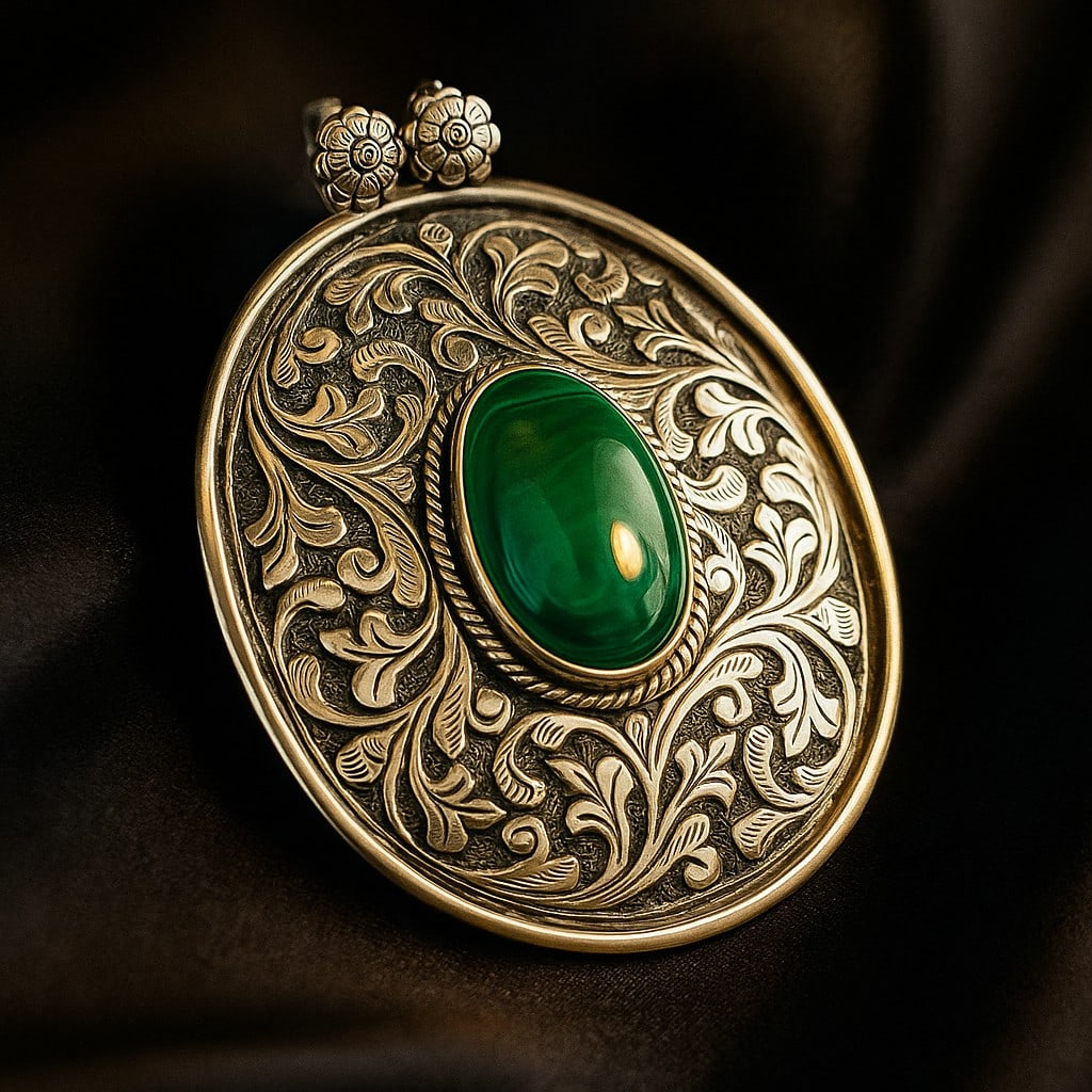 MALACHITE GEMSTONE 925 STERLING SILVER PENDANT: MALACHITE GEMSTONE 925 STERLING SILVER PENDANT Product Type : PENDANT Main Stone : MALACHITE Main Stone Shape : OVAL Main Stone Size : 24X16 MM Main Stone Color : GREEN Metal : STERLING SILVER Metal P