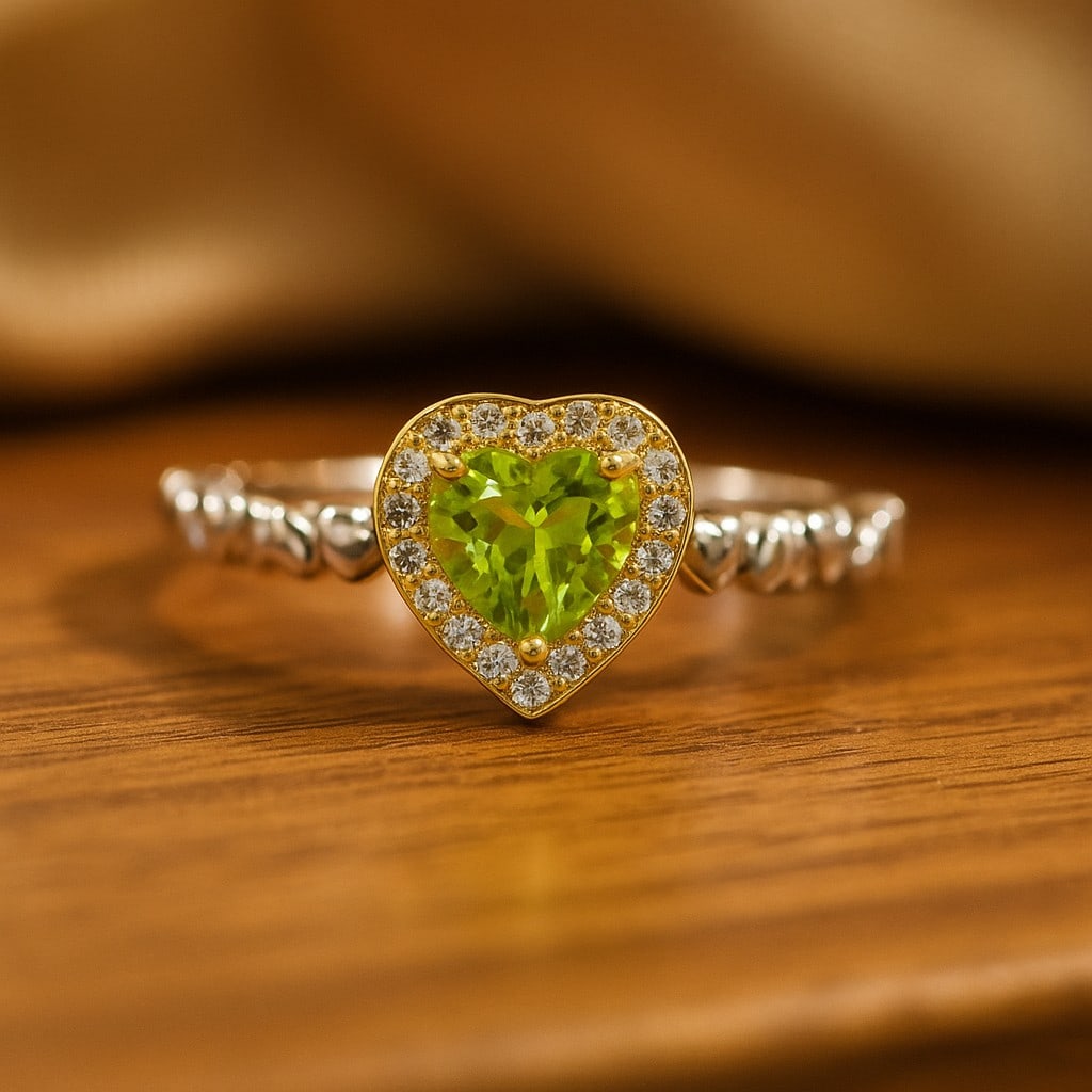 Natural Peridot Gemstone 92.5 Sterling Silver Adjustable Ring: Natural Peridot Gemstone 92.5 Sterling Silver Adjustable Ring Jewelry Type : Ring Gemstone : Peridot Gemstone Shape : Heart Gemstone Size : 5 MM Metal : Sterling Silver Metal Purity : 92