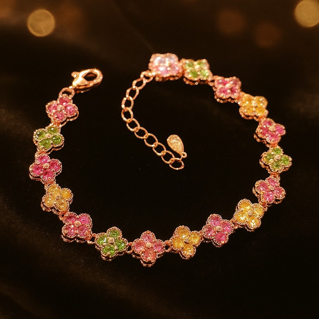 Natural Multi Tourmaline 925 Sterling Silver Bracelet: Natural Multi Tourmaline Gemstone Rose Gold Plated 925 Sterling Silver Bracelet Jewelry Type : Bracelet Gemstone : Multi Tourmaline Metal Purity : 925 Sterling Silver Metal Plated : 18K Rose Gold
