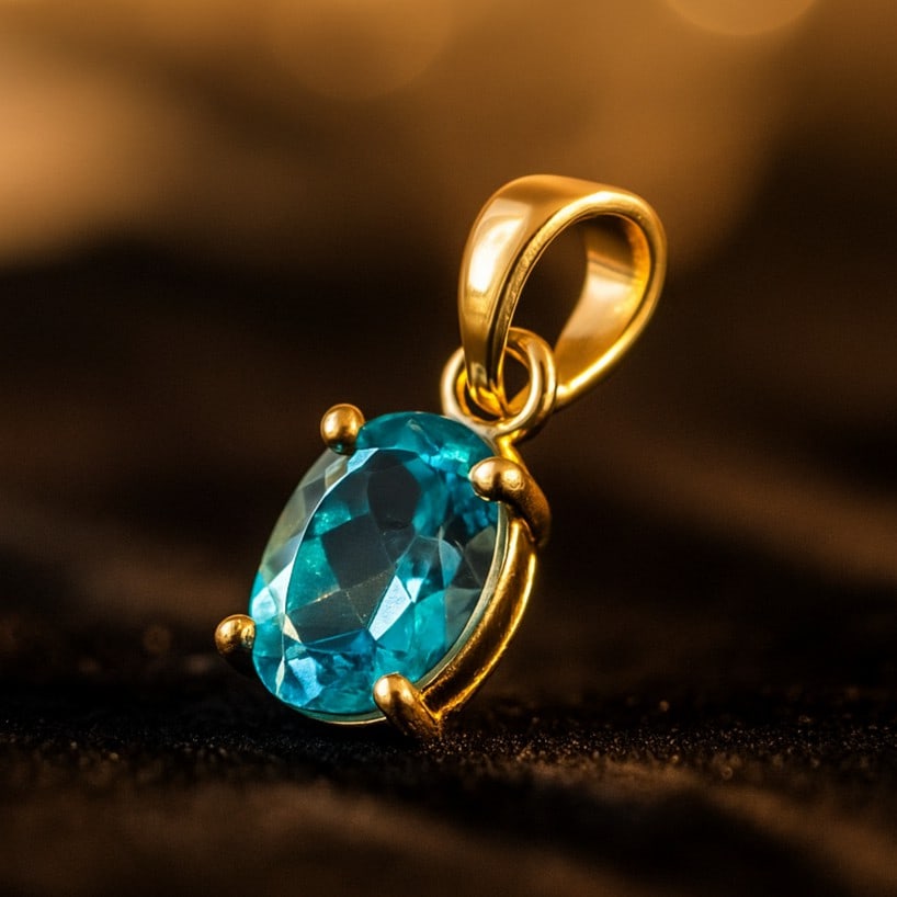 NATURAL BLUE TOPAZ GEMSTONE 14KT YELLOW GOLD HANDMADE PENDANT JEWELRY: NATURAL BLUE TOPAZ GEMSTONE 14KT YELLOW GOLD HANDMADE PENDANT JEWELRY GEMSTONE : BLUE TOPAZ STONE SHAPE : OVAL STONE SIZE : 7X5 MM STONE WEIGHT : 0.95 CTS METAL : YELLOW GOLD METAL PURITY : 14 K