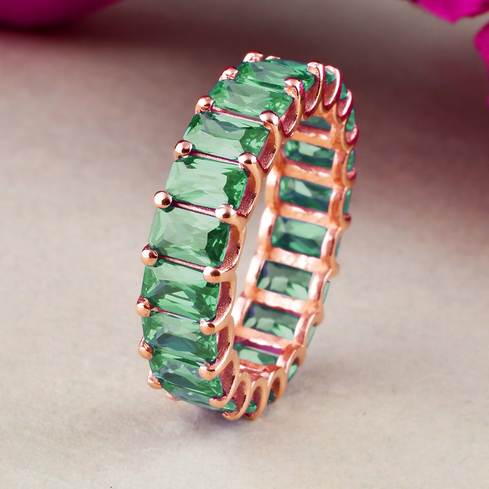 Emerald 14 KT Rose Gold Eternity Band Ring (1 of 3)