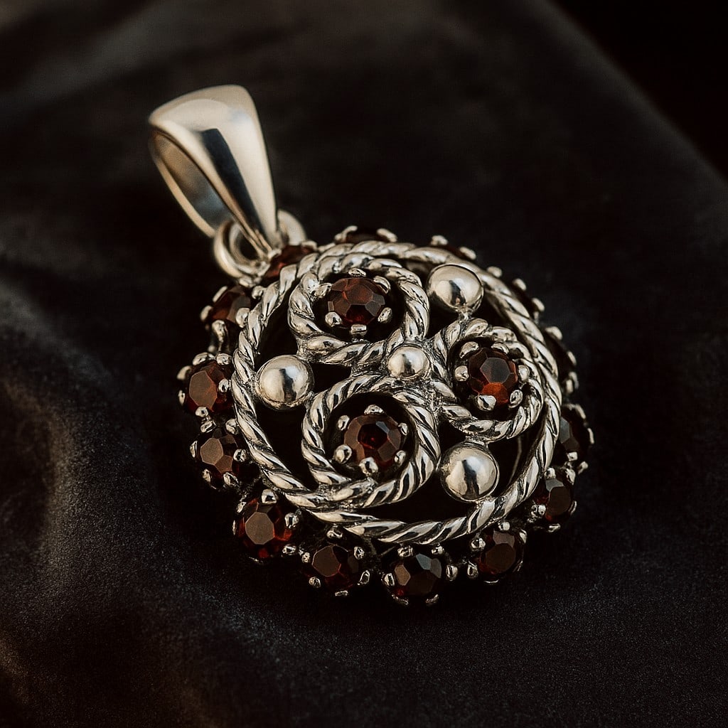 RED GARNET GEMSTONE 925 STERLING SILVER PENDANT (1 of 4)