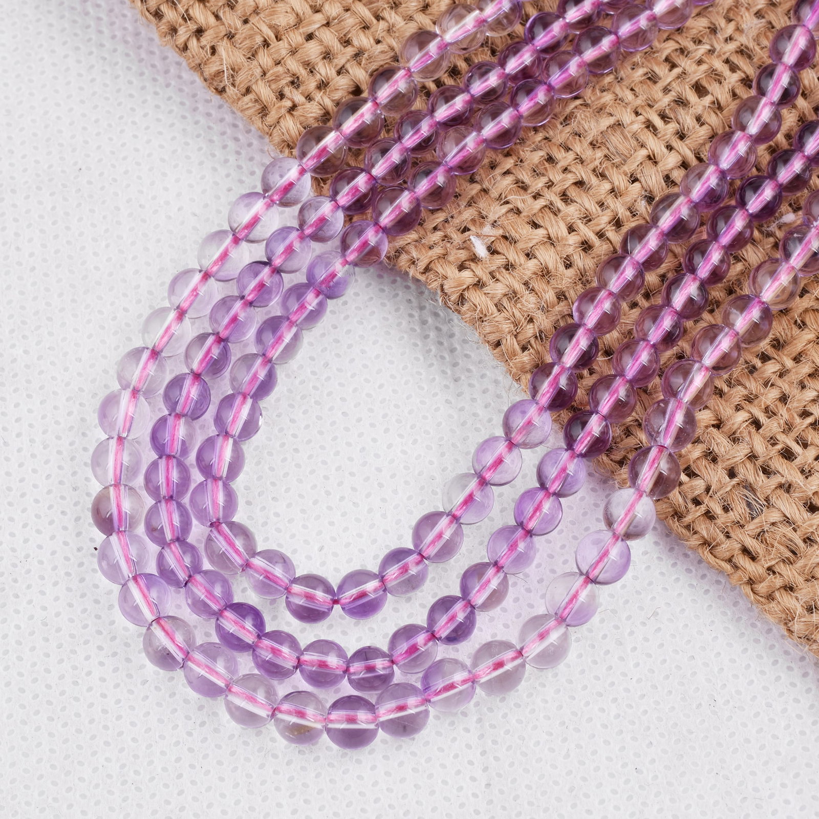 Natural Amethyst Necklace 4 MM Round Smooth 3 String Beads Gemstone: Natural Amethyst Gemstone 4 MM Round 3 Strings Smooth Beads Adjustable Necklace Product Type : Necklace Main Stone : Amethyst Main Stone Shape : Round Main Stone Size : 4 MM Beads Type : Smooth