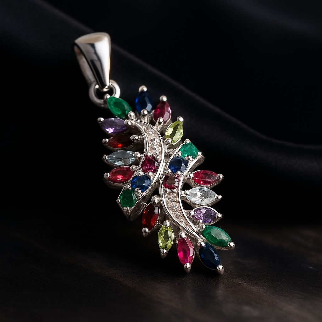 NATURAL MULTI GEMSTONE 925 STERLING SILVER PENDANT: NATURAL MULTI GEMSTONE 925 STERLING SILVER PENDANT Product Type : PENDANT Main Stone : EMERALD/RUBY/SAPPHIRE/BLUE TOPAZ/AMETHYST/GARNET/LEMON Main Stone Shape : MARQUISE Main Stone Color : MULTICOLOR 