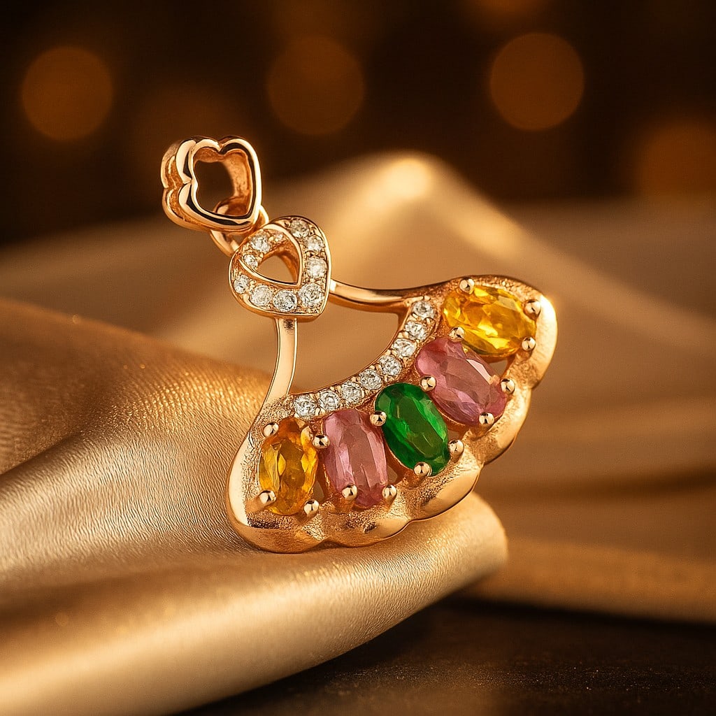 Natural Multi Tourmaline 925 Sterling Silver Pendant (1 of 7)