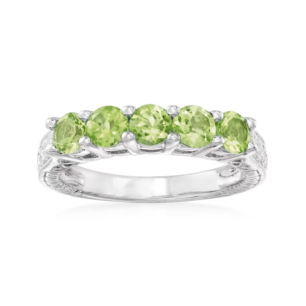 Natural Peridot Gemstone 925 Sterling Silver Ring: Natural Peridot Gemstone 925 Sterling Silver Ring Jewelry Type : Ring Main Stone : Peridot Main Stone Shape and Size : Round 4 MM (5 Pieces) Main Stone Color : Green Metal : Sterling Silver