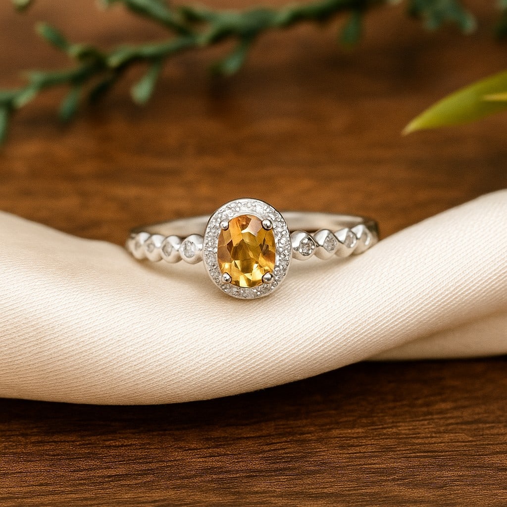 Natural Citrine Gemstone 92.5 Sterling Silver Adjustable Ring: Natural Citrine Gemstone 92.5 Sterling Silver Adjustable Ring Jewelry Type : Ring Gemstone : Citrine Gemstone Shape : Oval Gemstone Size : 7x5 MM Metal : Sterling Silver Metal Purity : 9