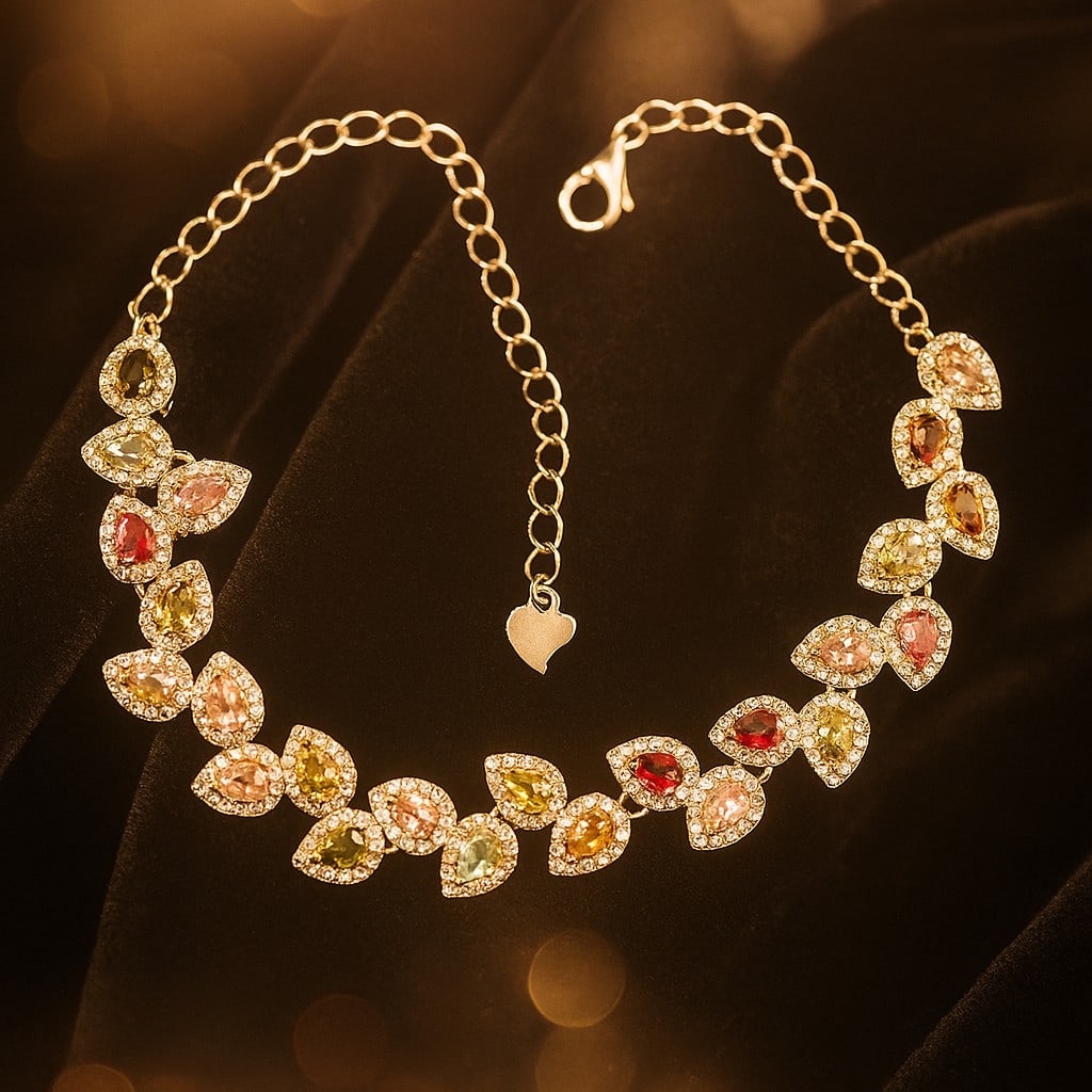 Natural Multi Tourmaline 925 Sterling Silver Bracelet (1 of 6)