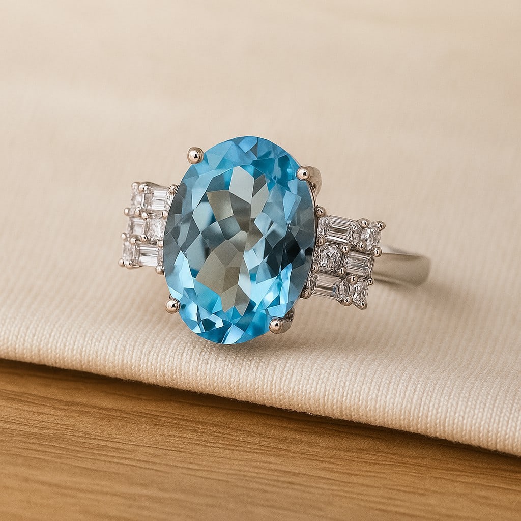 Natural Blue Topaz Gemstone 92.5 Sterling Silver Adjustable Ring: Natural Blue Topaz Gemstone 92.5 Sterling Silver Adjustable Ring Jewelry Type : Ring Gemstone : Blue Topaz Gemstone Shape : Oval Gemstone Size : 13x10 MM Metal : Sterling Silver Metal Purity