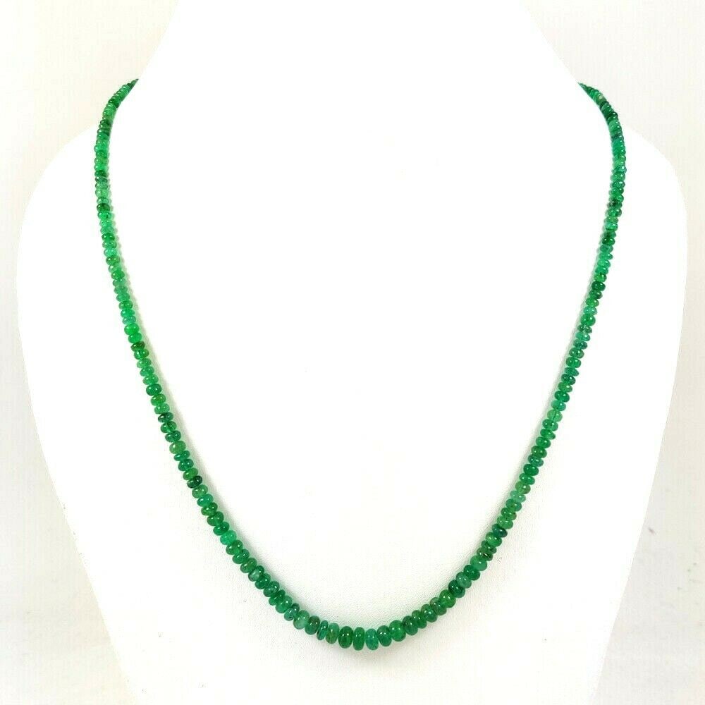 EMERALD GEMSTONE ROUND PLAIN BEADS NECKLACE 90 CTS: PRODUCT DESCRIPTION - NATURAL EMERALD GEMSTONE 2.5mm-7mm PLAIN ROUND BEADS NECKLACE Product Type : Beads Necklace Gemstone : Emerald Color : Green Beads Shape : Round Plain Beads Size : 2.5 MM - 7 MM 
