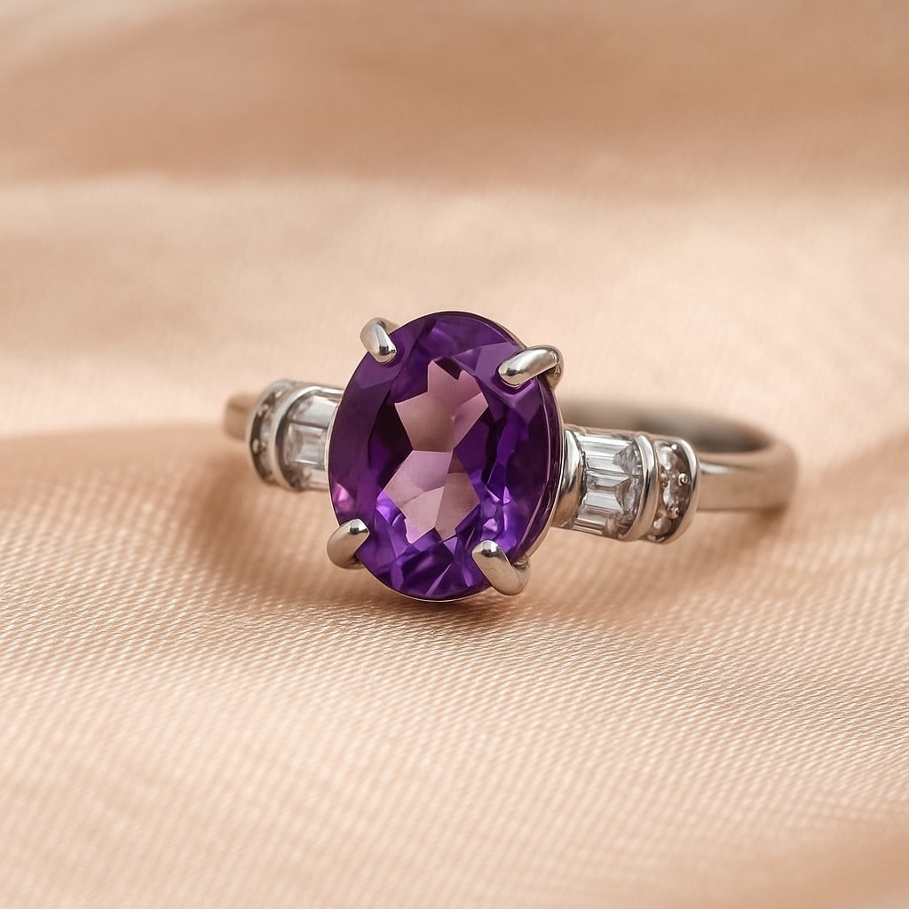 Natural Amethyst Gemstone 92.5 Sterling Silver Adjustable Ring: Natural Amethyst Gemstone 92.5 Sterling Silver Adjustable Ring Jewelry Type : Ring Gemstone : Amethyst Gemstone Shape : Oval Gemstone Size : 9x7 MM Metal : Sterling Silver Metal Purity :