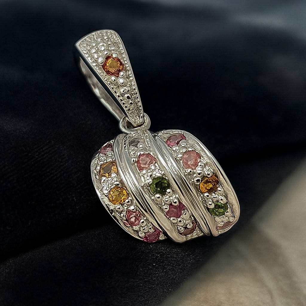 MULTI SAPPHIRE GEMSTONE 925 STERLING SILVER PENDANT: MULTI SAPPHIRE GEMSTONE 925 STERLING SILVER PENDANT Product Type : PENDANT Main Stone : SAPPHIRE Main Stone Shape : ROUND Main Stone Size : 2.5 MM Main Stone Color : MULTICOLOR Metal : STERLING SILVER