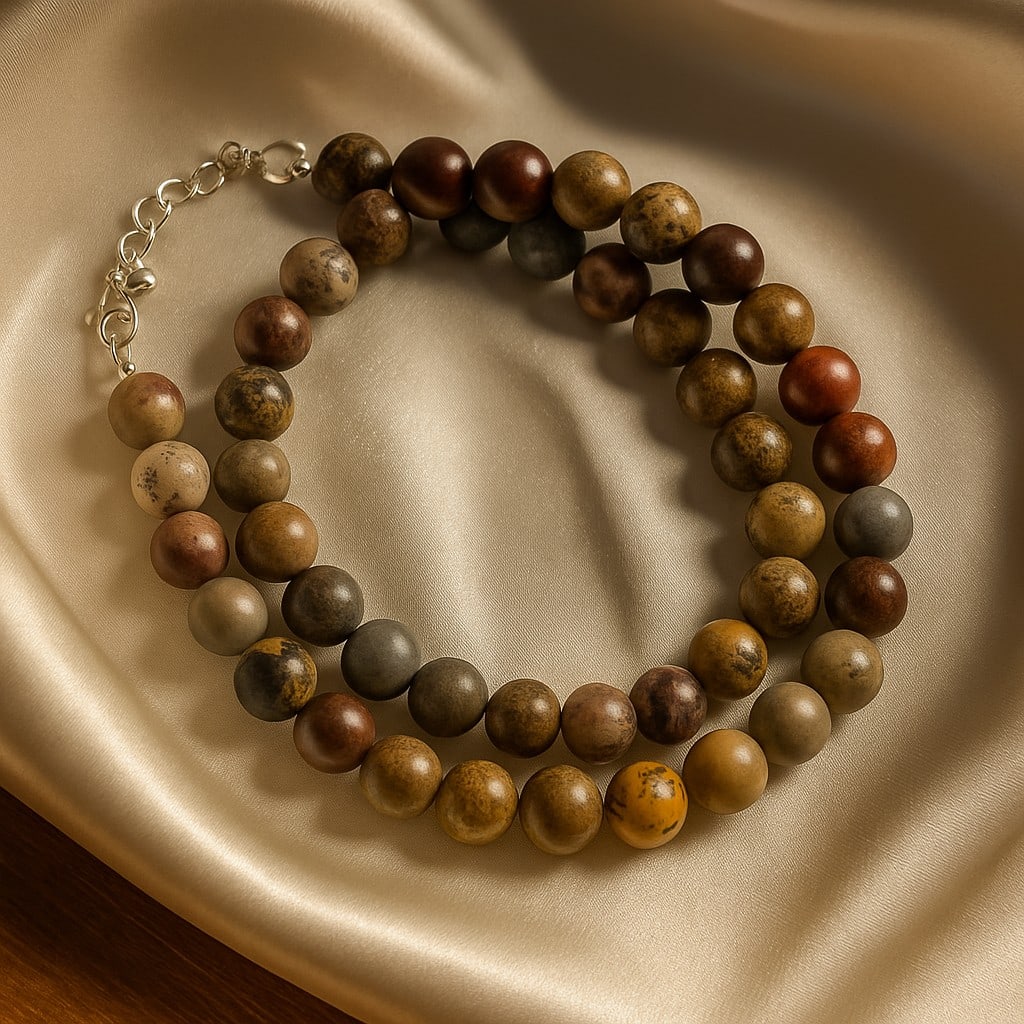 Natural Leopard Skin Jasper 8 MM Round Smooth Beads Necklace: Natural Leopard Skin Jasper 8 MM Round Smooth Beads Necklace Gemstone : Leopard Skin Jasper Shape : Round Beads Beads Size : 8 MM Beads Type : Smooth Necklace Length : 17.5 Inches + 2.5 Inches Adju