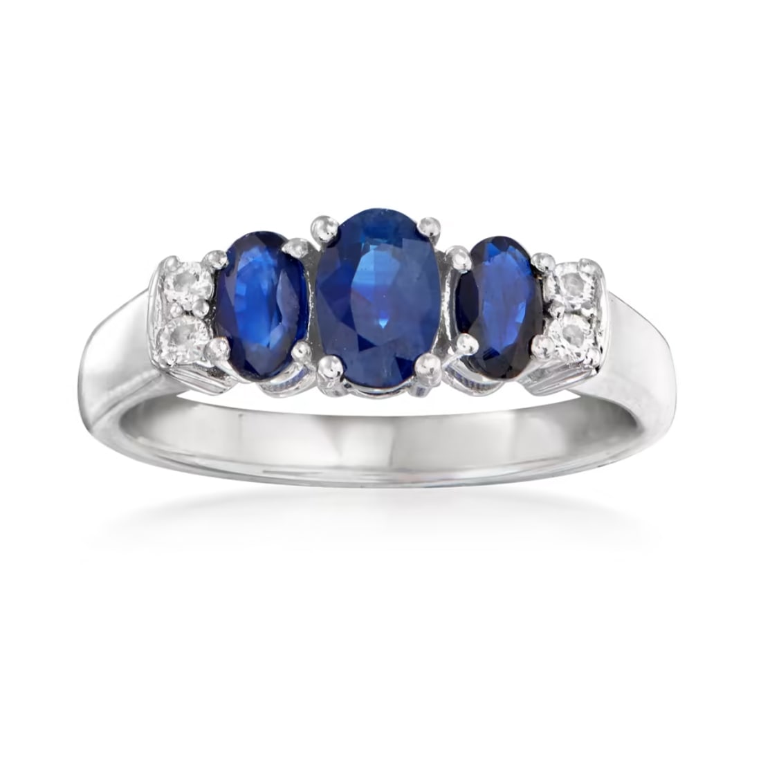 Natural Blue Sapphire Gemstone 925 Sterling Silver Ring: Natural Blue Sapphire Gemstone 925 Sterling Silver Ring Jewelry Type : Ring Main Stone : Blue Sapphire Main Stone Shape and Size : Oval 5x3 MM (2 Pieces)Oval 6x4 MM (1 Piece)Round 1.5 MM (4 Pieces) Ma