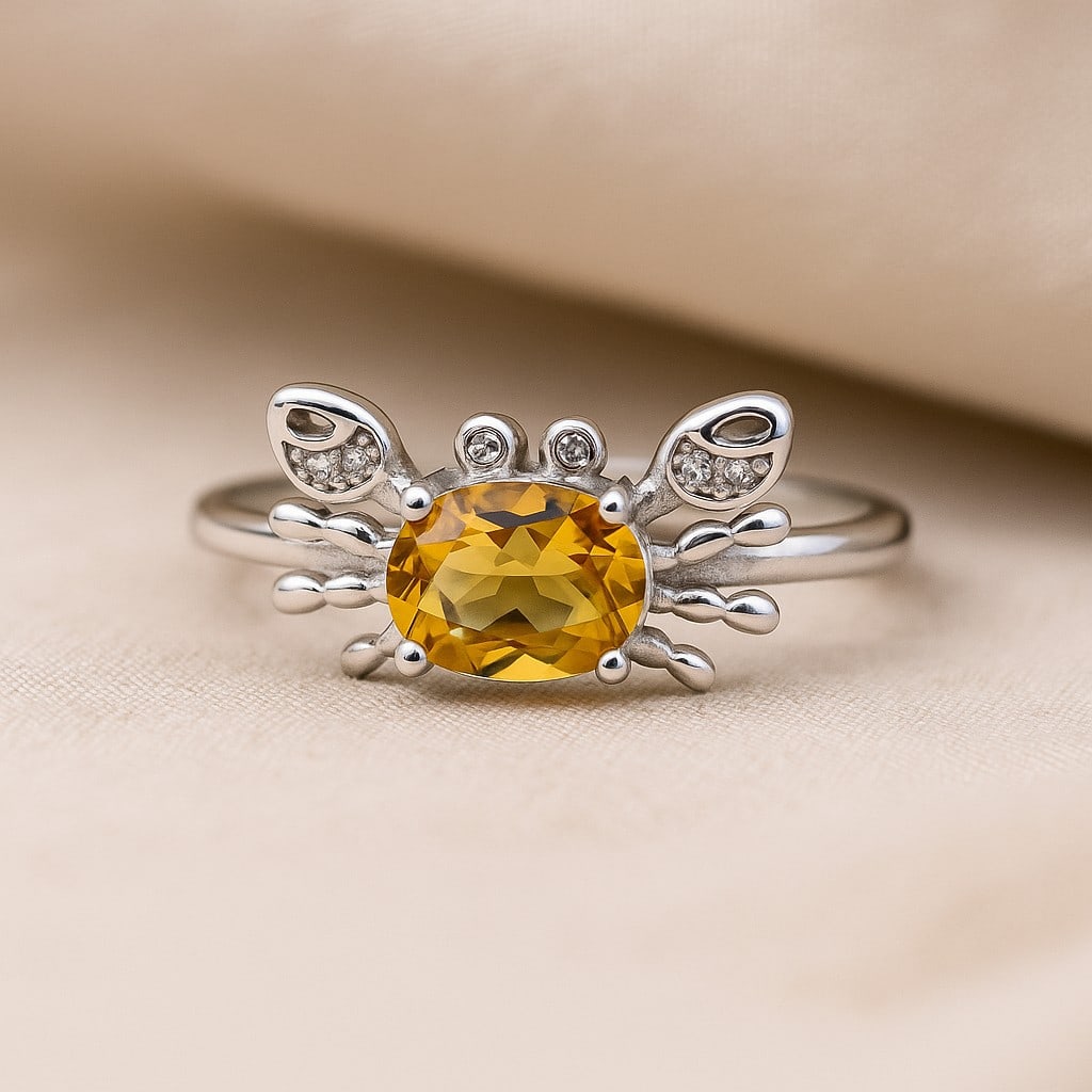 Natural Citrine Gemstone 92.5 Sterling Silver Adjustable Ring: Natural Citrine Gemstone 92.5 Sterling Silver Adjustable Ring Jewelry Type : Ring Gemstone : Citrine Gemstone Shape : Oval Gemstone Size : 7x5 MM Metal : Sterling Silver Metal Purity : 9