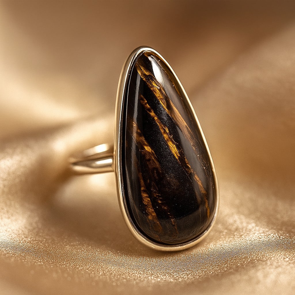 IRON TIGER 925 STERLING SILVER RING: IRON TIGER 925 STERLING SILVER RING Product Type : RING Main Stone : IRON TIGER Main Stone Shape : PEAR Main Stone Size : 30X15 MM Main Stone Color : BROWN Metal : STERLING SILVER Metal Purity : 925 R