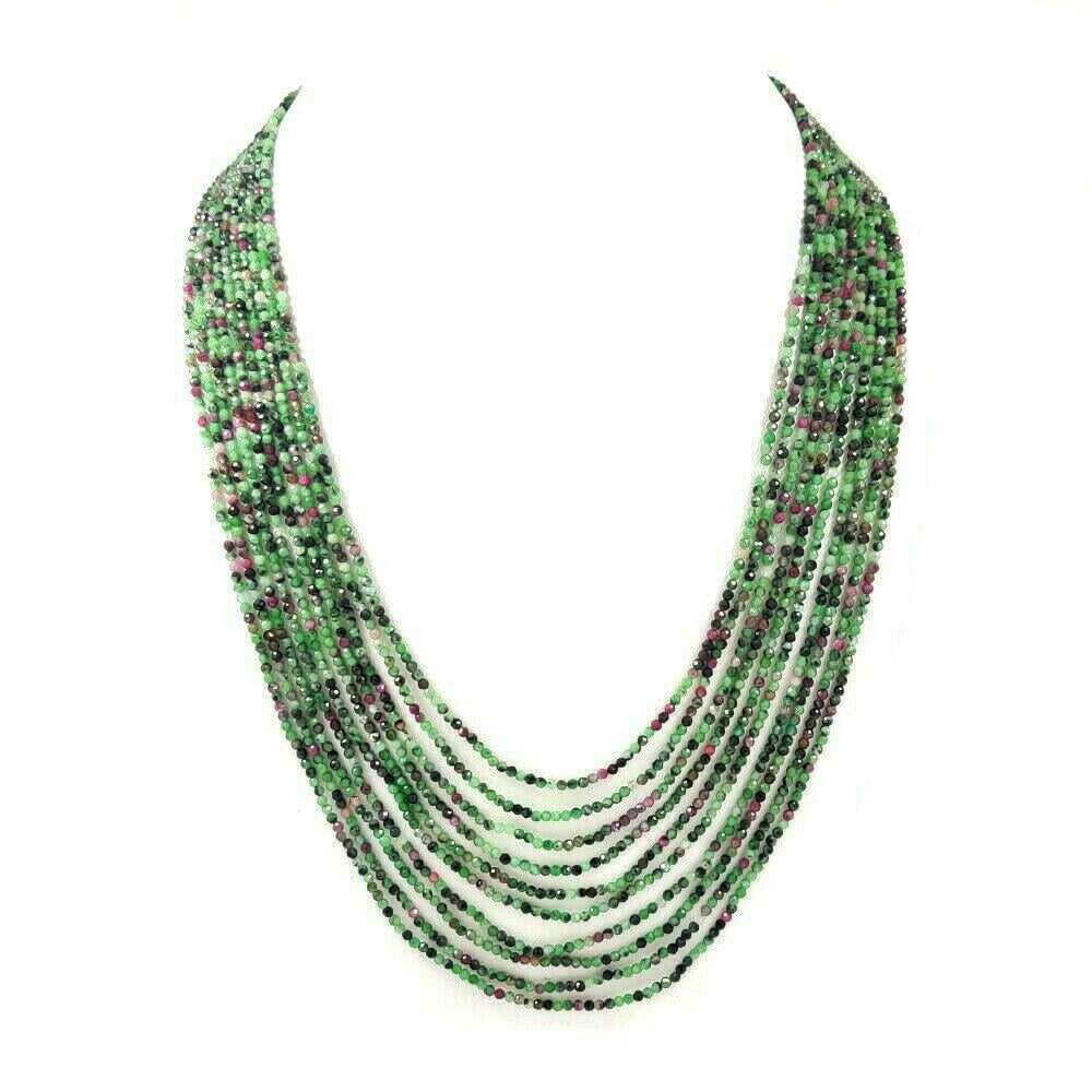 RUBY ZOSITE FACETED BEADS NECKLACE 10 STRAND (1 of 5)