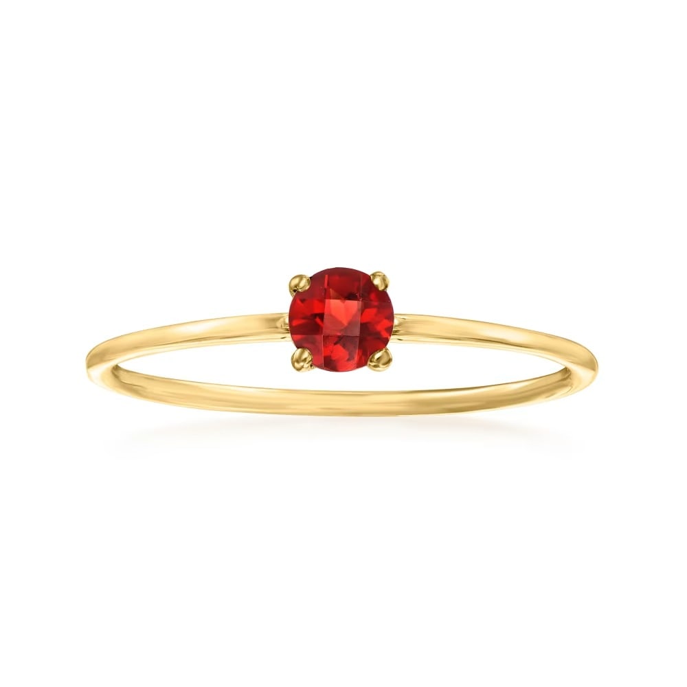 Natural Garnet Gemstone 14k Yellow Gold Ring: Natural Garnet Gemstone 14k Yellow Gold Ring Jewelry Type : Ring Main Stone : Garnet Main Stone Shape and Size : Round 4 MM (1 Piece) Main Stone Color : Red Metal : Yellow Gold Metal Purity
