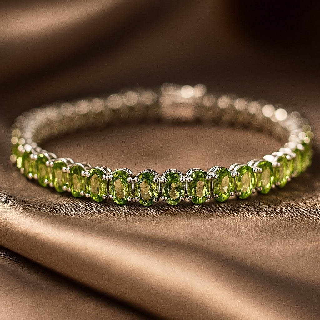 PERIDOT 92.5 STERLING SILVER TENNIS BRACELET (1 of 5)
