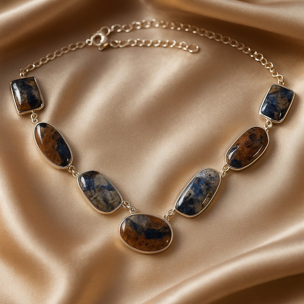 SODALITE GEMSTONE 92.5 STERLING SILVER HANDAMDE NECKLACE (1 of 3)