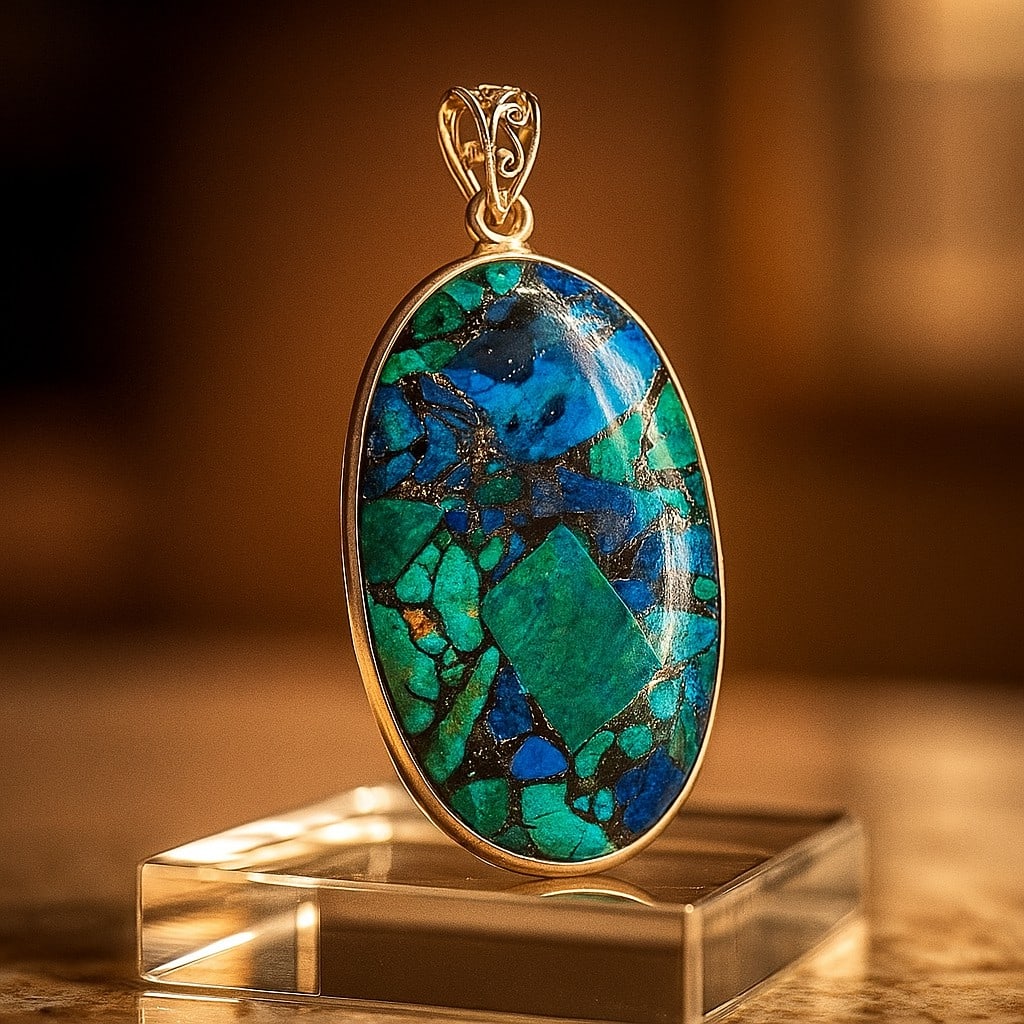 COPPER CHRYSOCOLLA 925 STERLING SILVER PENDANT (1 of 4)