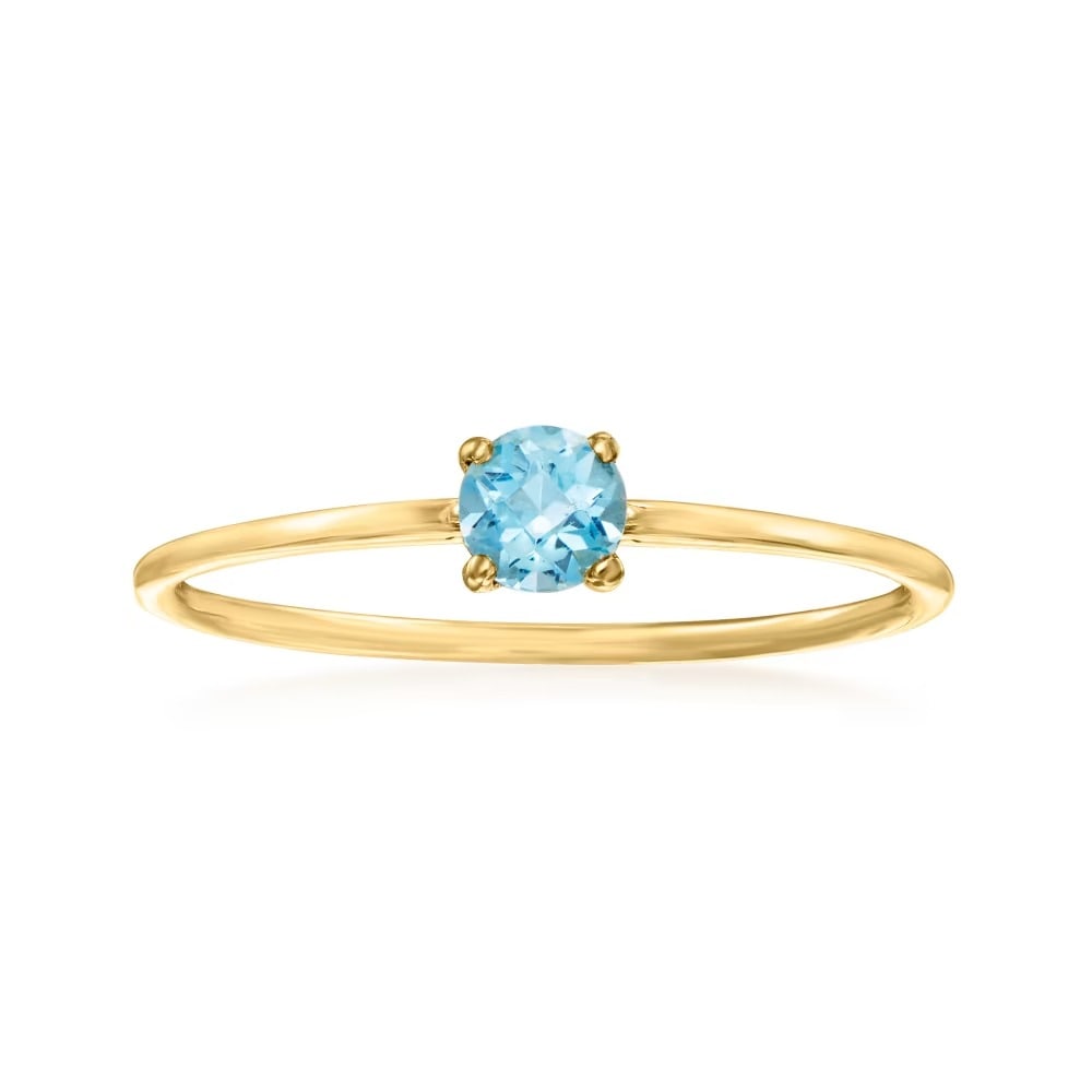 Natural Blue Topaz Gemstone 14k Yellow Gold Ring: Natural Blue Topaz Gemstone 14k Yellow Gold Ring Jewelry Type : Ring Main Stone : Blue Topaz Main Stone Shape and Size : Round 4 MM (1 Piece) Main Stone Color : Blue Metal : Yellow Gold Meta