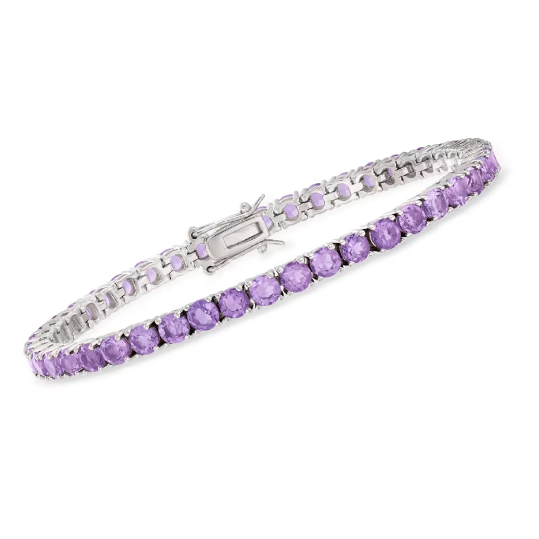Amethyst Gemstone 925 Sterling Silver Tennis Bracelet (1 of 2)