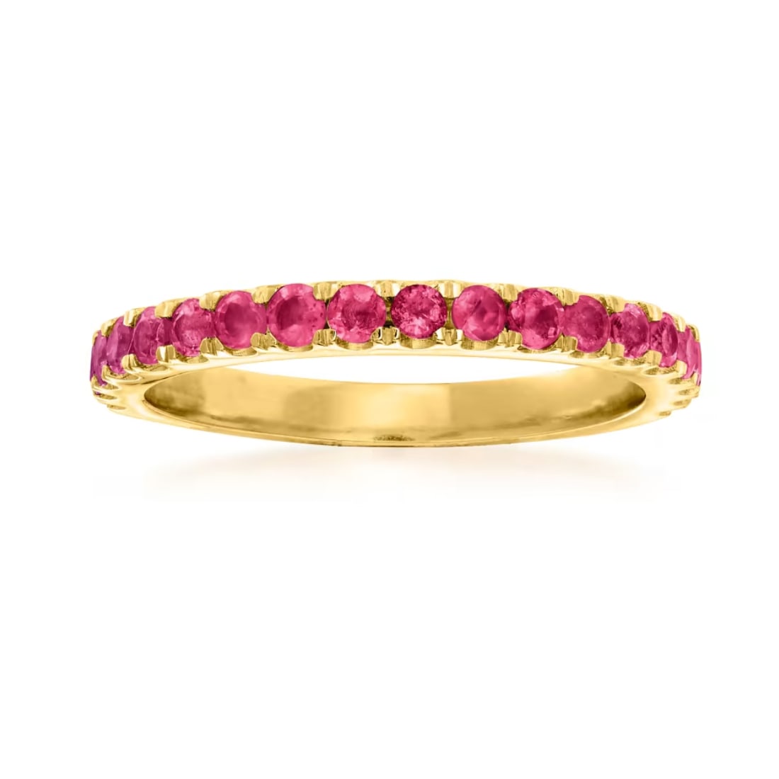 Ruby Gemstone 18k Gold Over Sterling Silver Ring: Ruby Gemstone 18k Gold Over Sterling Silver Ring Jewelry Type : Ring Main Stone : Ruby Main Stone Shape and Size : Round 2 MM Main Stone Color : Red Metal : Sterling Silver (18k Gold Plated)
