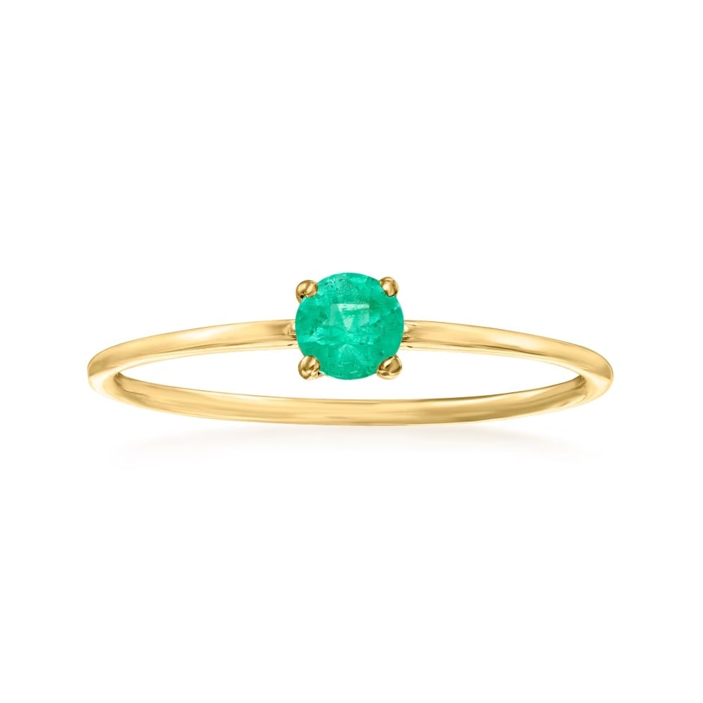 Natural Emerald Gemstone 14k Yellow Gold Ring: Natural Emerald Gemstone 14k Yellow Gold Ring Jewelry Type : Ring Main Stone : Emerald Main Stone Shape and Size : Round 4 MM (1 Piece) Main Stone Color : Green Metal : Yellow Gold Metal Pur