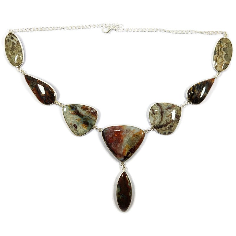 CRAZYLACE AGATE GEMSTONE 92.5 STERLING SILVER HANDAMDE NECKLACE (1 of 2)