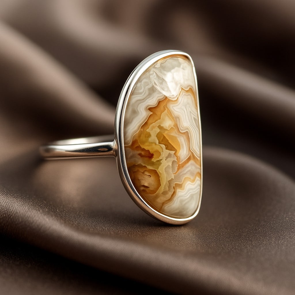 CRAZY LACE AGATE 925 STERLING SILVER RING: CRAZY LACE AGATE 925 STERLING SILVER RING Product Type : RING Main Stone : CRAZY LACE AGATE Main Stone Shape : FANCY Main Stone Size : 24X14 MM Main Stone Color : MULTICOLOR Metal : STERLING SILVER Me