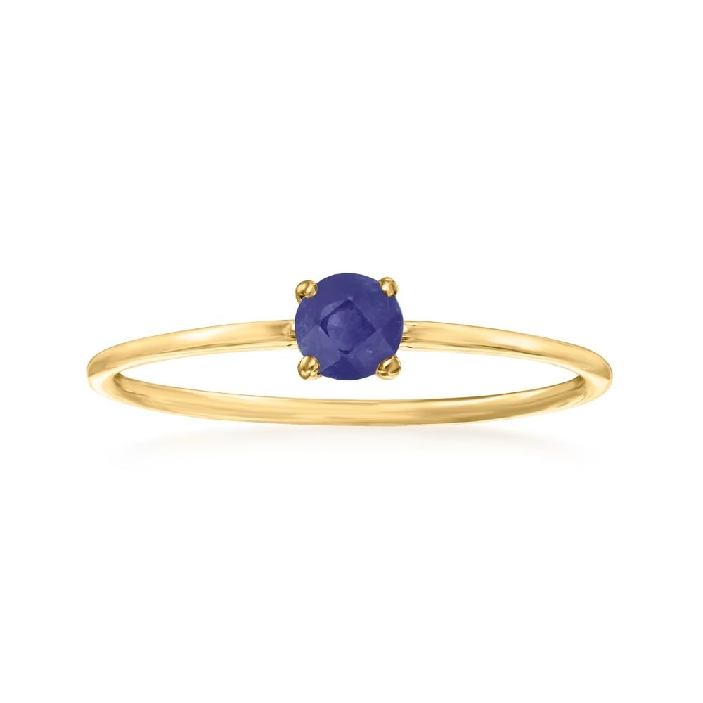 Natural Blue Sapphire Gemstone 14k Yellow Gold Ring (1 of 3)