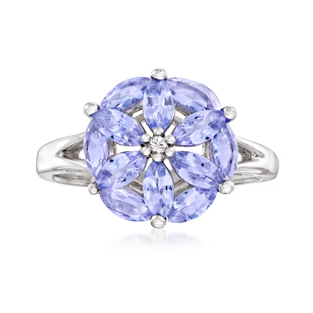 Tanzanite & White Topaz Gemstone 925 Sterling Silver Ring: Tanzanite & White Topaz Gemstone 925 Sterling Silver Ring Jewelry Type : Ring Main Stone : Tanzanite and White Topaz Main Stone Shape and Size : Marquise 2.5x5 MM (12 Pieces) , Round 1.5 MM (1 Piece) 