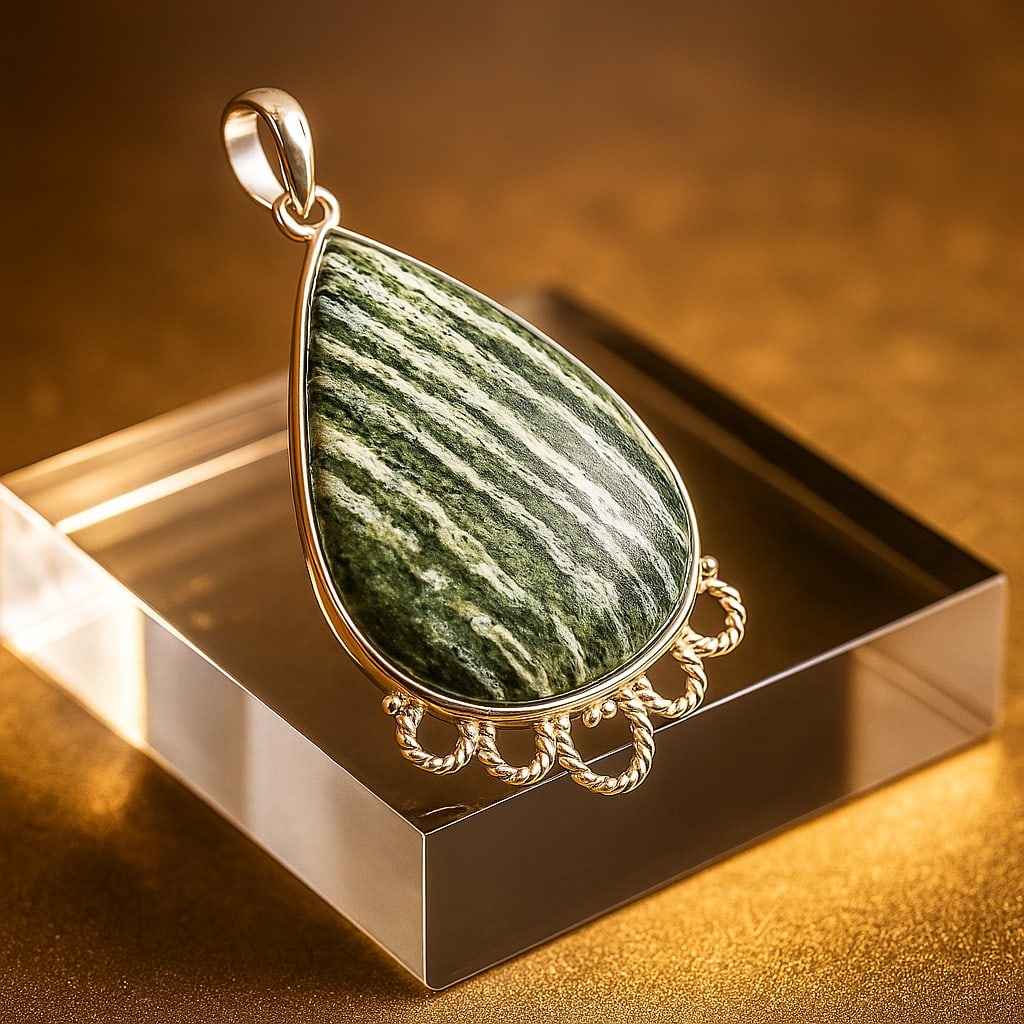 GREEN FOREST JASPER 92.5 STERLING SILVER PENDANT (1 of 4)
