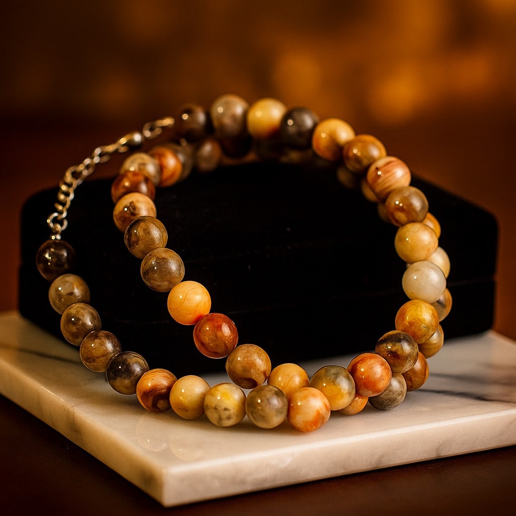 Natural Crazy Lace Agate 8 MM Round Smooth Beads Necklace (1 of 7)